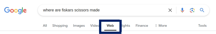 Screenshot showing Google Search web only mode